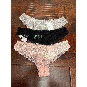 Honeydew Intimates 3-pack Lace Thong Panties XL Black Blush Silver NWT 6254